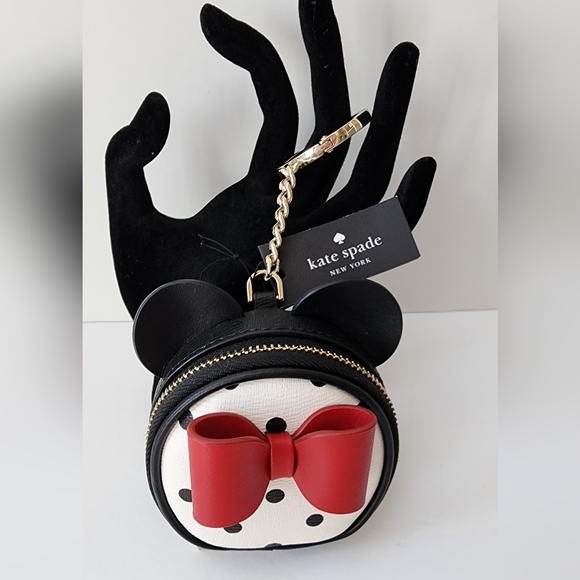 Kate Spade Disney Minnie Mouse Coin Purse Key Ring Bag Charm LEATHER NWT! - Picture 2 of 9